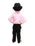 Ballroom Western Dance Pink Frill Shirt Black Pant Hat & Bow Set Kids and Adult Fancy Dress Costume